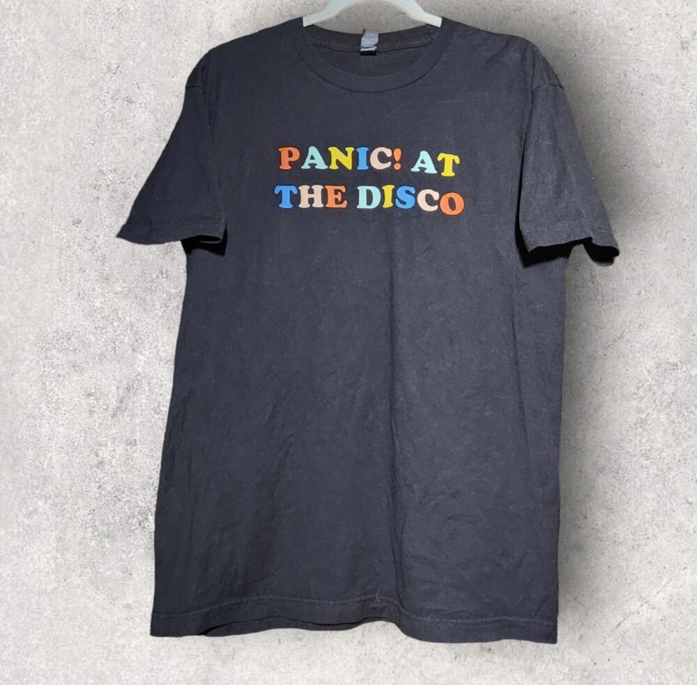 Panic At The Disco Shirt Mens Large Black Multi-Color Logo Sun Eye Moon T Shirt